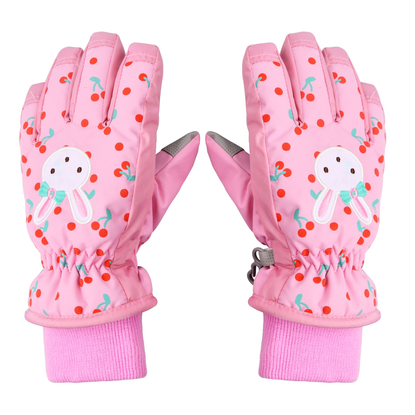 Waterproof Ski Gloves for Kids, Cartoon Rabbit Design - Perfect for Snowboarding, Cycling, and Outdoor Sports - Machine Washable - Ages 6-8 (EH22044)