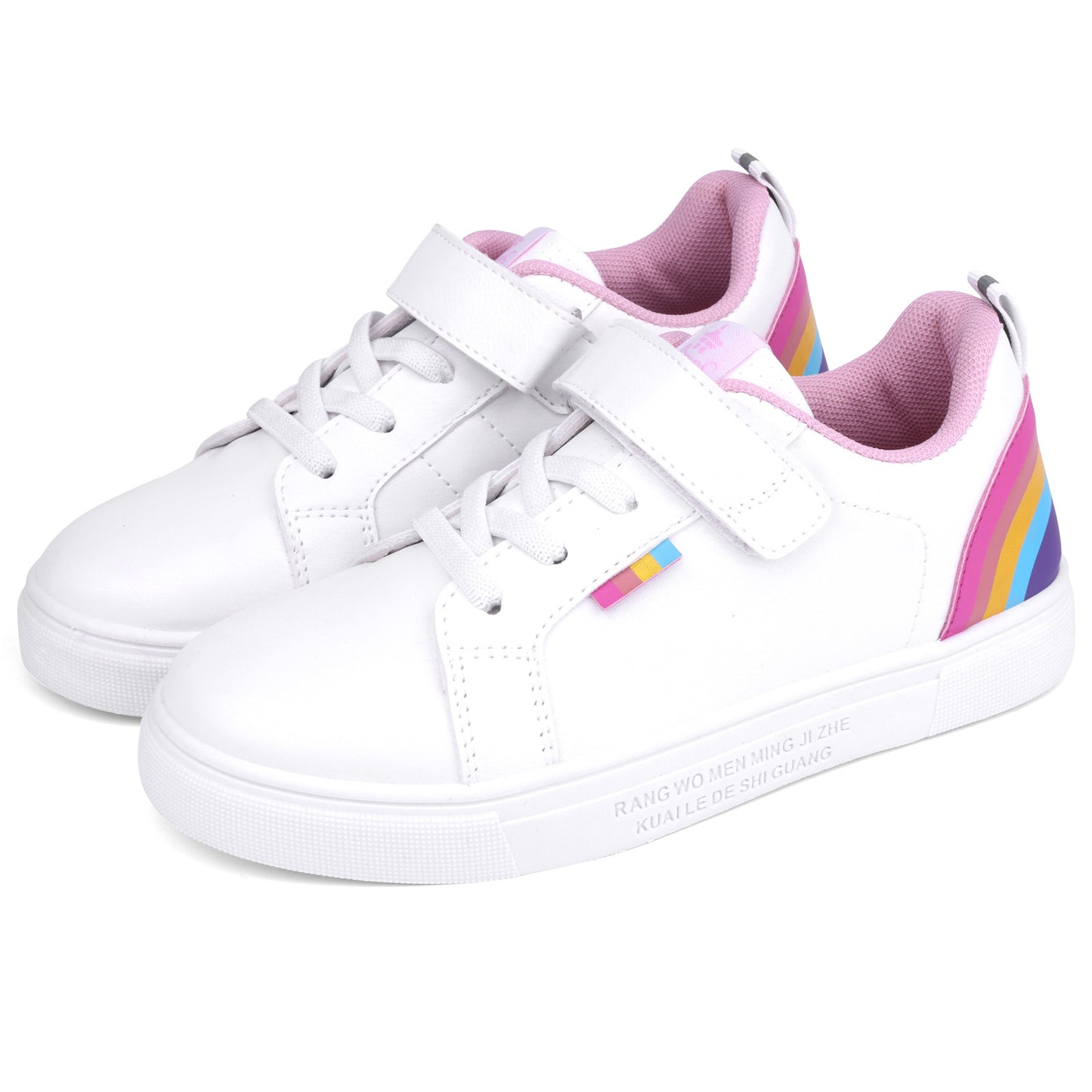 Girl's Trendy Skate Shoes With Hook And Loop Fastener, Comfy Anti-skid Platform Sneakers For School Day/Daily Outdoor Activities