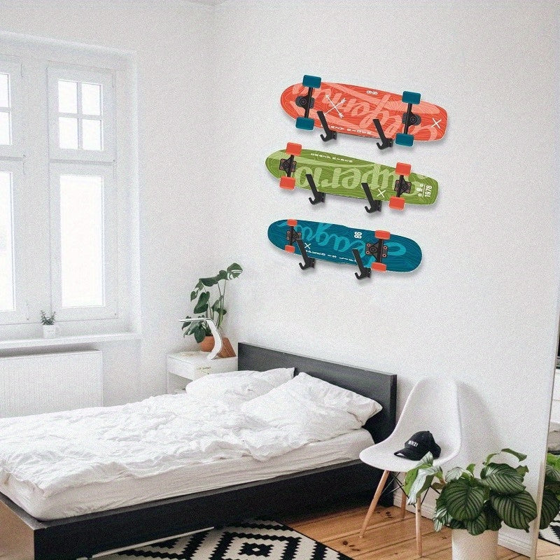 Skateboard Wall Mount Rack, Skateboard Storage Rack, Load Bearing Skateboard Rack, Skateboard Holder, Horizontal Installation For Longboard Penny Board Skis Skateboard