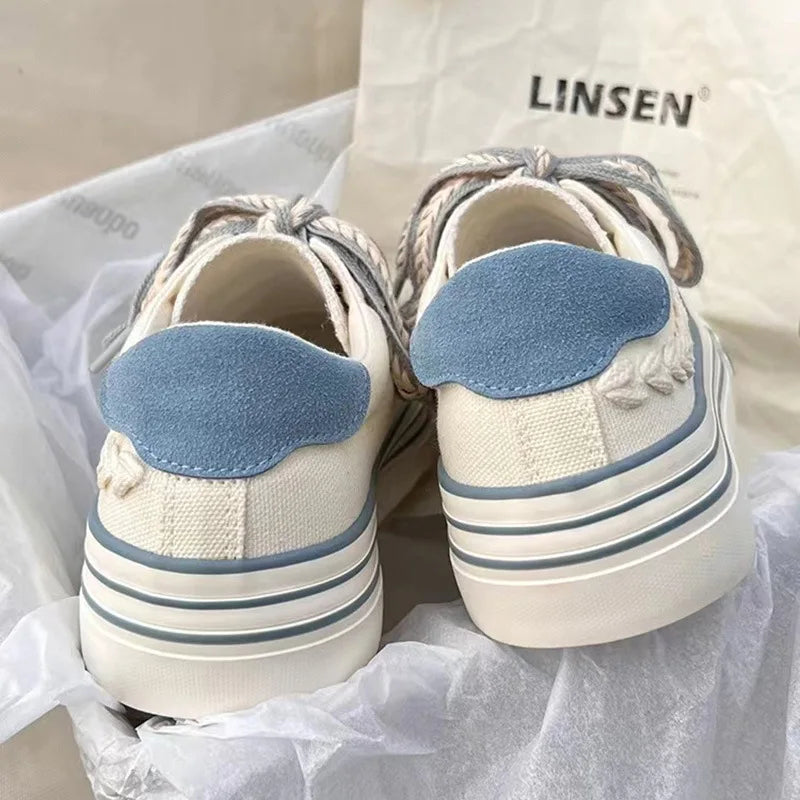 Platform Vulcanized Shoes Women Canvas Skate Shoes Casual Flats Sneakers Female Fashion Comfort Slip-on Sneakers Zapatos Mujer
