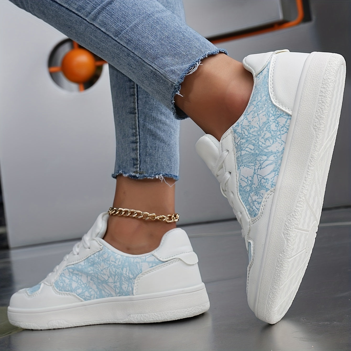 Girl's Trendy Skate Shoes, Lace Up Comfy Non Slip Stree Style Sneakers For All Seasons Outdoor Workout Activities