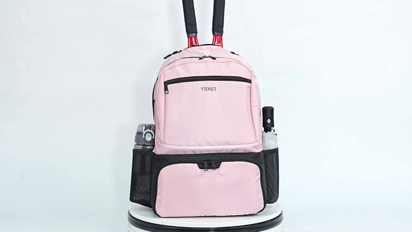 YTONET Waterproof Tennis Backpack with Insulated Pocket and Shoe Compartment - Ideal for girls and women - Fits Rackets and Sports Gear