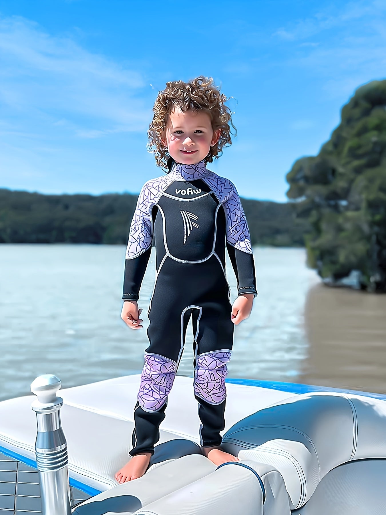 Girls 3.5mm Neoprene Diving Suit - Long Sleeve, Warm, for Surfing, Swimming, Beach - vofiw