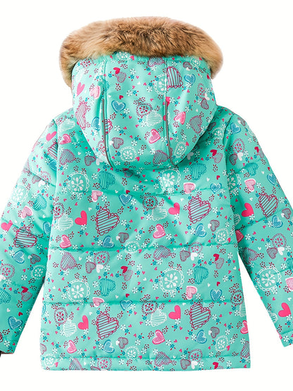 Colorful Ski Suit Set - Hooded Jacket & Thermal Jumpsuit for Girls - Winter Vacation Essential
