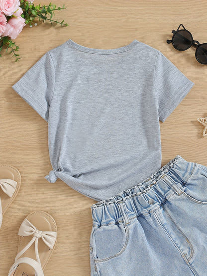 Coconut Tree Surf Print T-Shirt - Kids' Summer Casual Crew Neck Tee