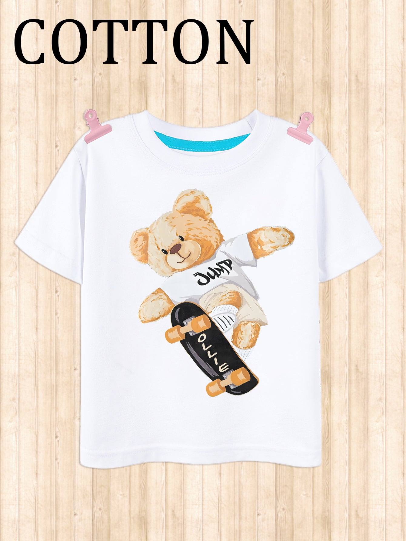 Girls Casual T-Shirt Skateboarding Bear Print Kids Cute Short Sleeve Tee Sports Leisure Summer Tops Clothes