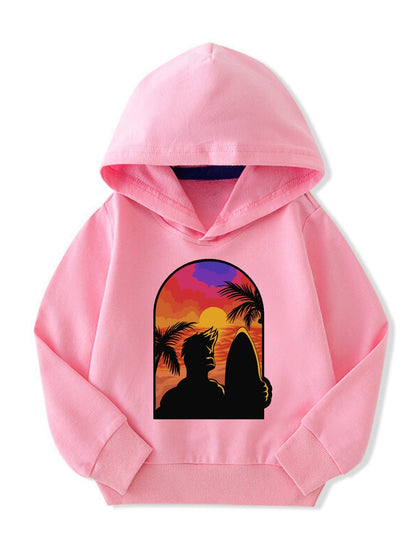Cotton Sunset Surfing Hoodie - Kids' Street Trend Top