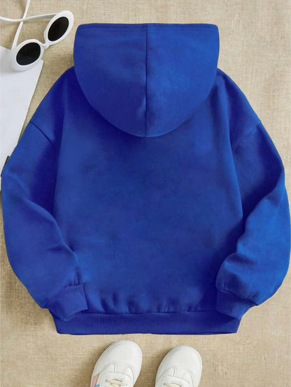 Girls Snowboard Graphic Hoodie - Trendy Long Sleeve Sweatshirt for Kids