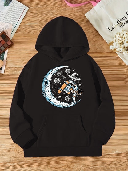 ''Skateboarding Pilot'' Girls Creative Sweatshirt, Comfy Long Sleeve Hoodie Tops For Everyday Skateboarding