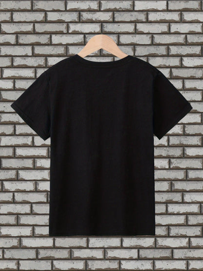 Girl's Cartoon Astronaut Playing Skateboard Pattern Shirt, Casual Breathable Comfy Short Sleeve Tee Top For City Walk Street Hanging Outdoor Activities