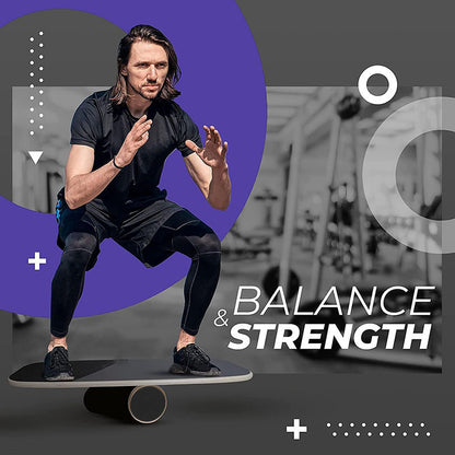 Wooden Balance Board Set - Strengthen Core, Enhance Coordination - Non-Slip for Surfing, Skateboarding, Snowboarding - 14+ Years - AK40585