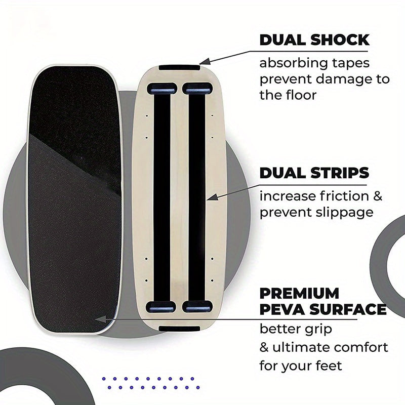 Wooden Balance Board Set - Strengthen Core, Enhance Coordination - Non-Slip for Surfing, Skateboarding, Snowboarding - 14+ Years - AK40585