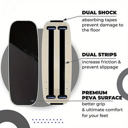 Wooden Balance Board Set - Strengthen Core, Enhance Coordination - Non-Slip for Surfing, Skateboarding, Snowboarding - 14+ Years - AK40585