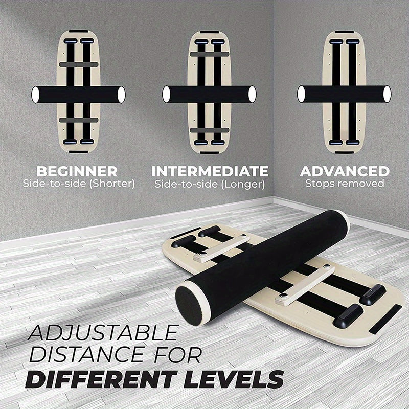 Wooden Balance Board Set - Strengthen Core, Enhance Coordination - Non-Slip for Surfing, Skateboarding, Snowboarding - 14+ Years - AK40585