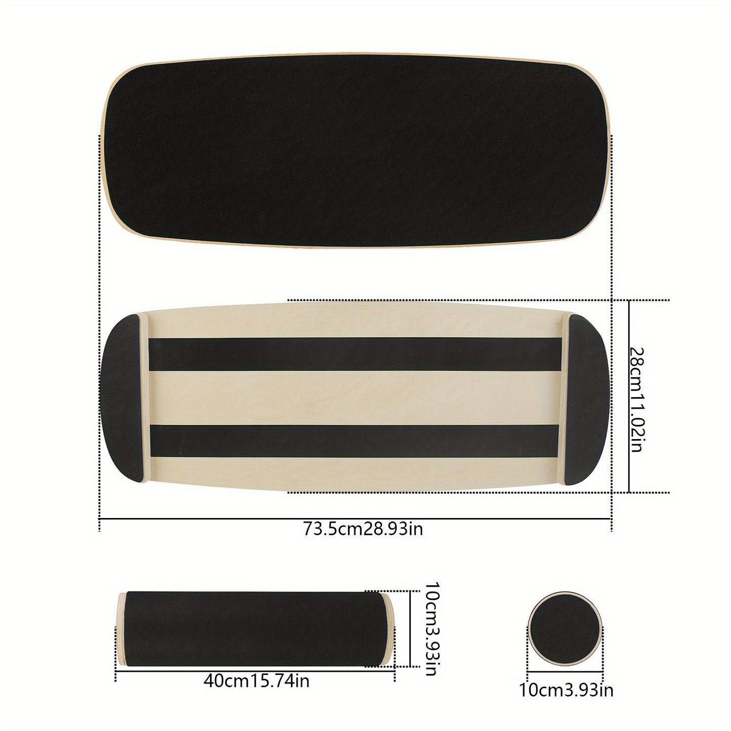 Wooden Balance Board Set - Strengthen Core, Enhance Coordination - Non-Slip for Surfing, Skateboarding, Snowboarding - 14+ Years - AK40585