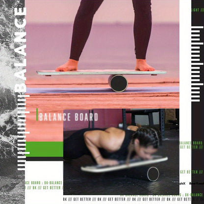 Wooden Balance Board Set - Strengthen Core, Enhance Coordination - Non-Slip for Surfing, Skateboarding, Snowboarding - 14+ Years - AK40585