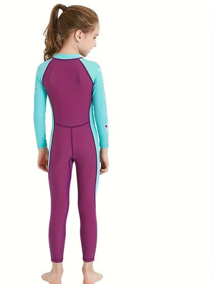 Kid's Surfing One-Piece Swimsuit - High Stretch Nylon Fabric, Zipper Closure, UV Protection - Perfect for Beach Vacation! (YW19504)