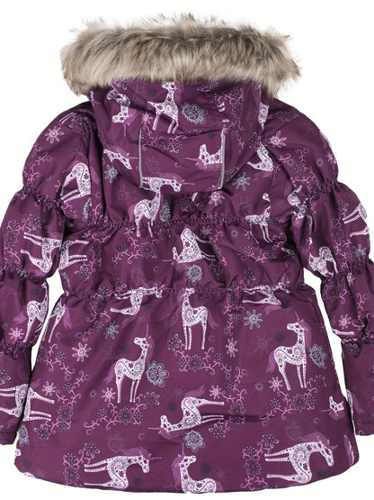 Colorful Ski Suit Set - Hooded Jacket & Thermal Jumpsuit for Girls - Winter Vacation Essential