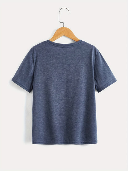 Bear Playing Skateboard Print Round Neck T-shirt Tees Tops Casual Soft Comfortable Boys And Girls Summer Clothes