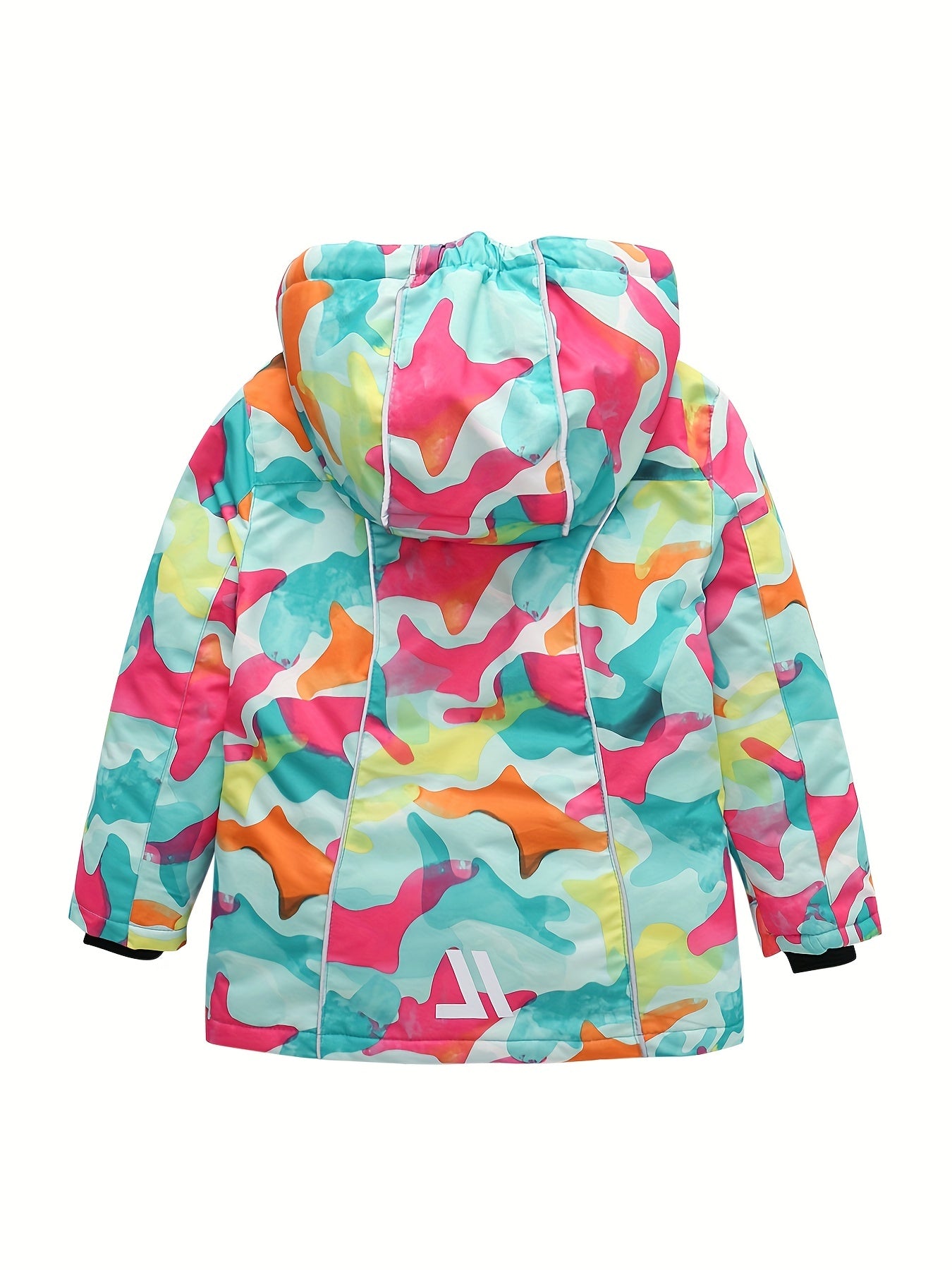 Girls Winter Ski Jacket - Hooded, Zip Front, Camo Pattern - Trendy & Warm - Polyester - Sports & Skiing - Ages 12 & Under - MV09938