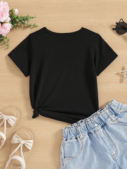 Coconut Tree Surf Print T-Shirt - Kids' Summer Casual Crew Neck Tee