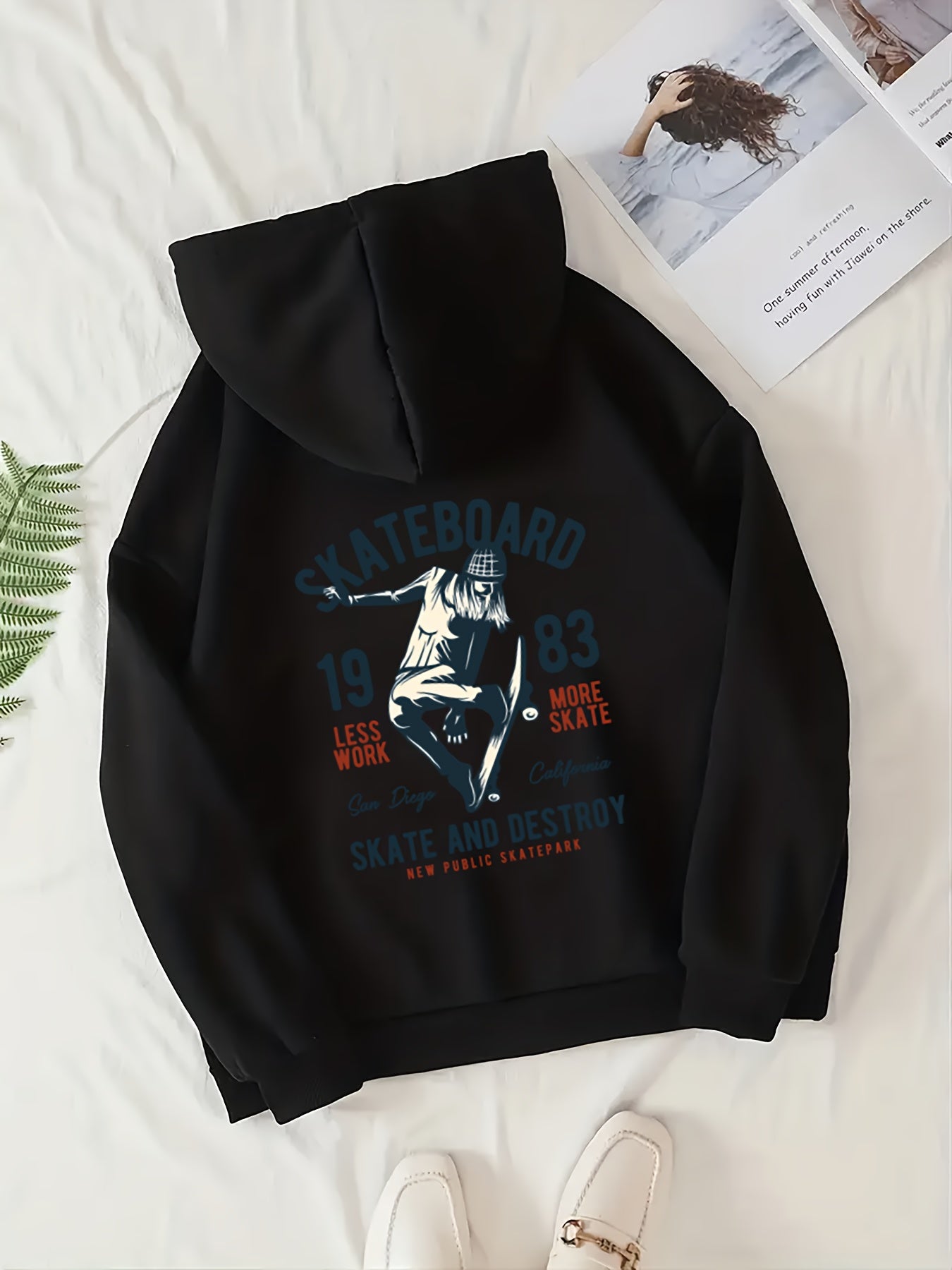 Girls Skateboard Print Hoodie | Long Sleeve Sweatshirt with Pockets | Trendy for Spring & Fall