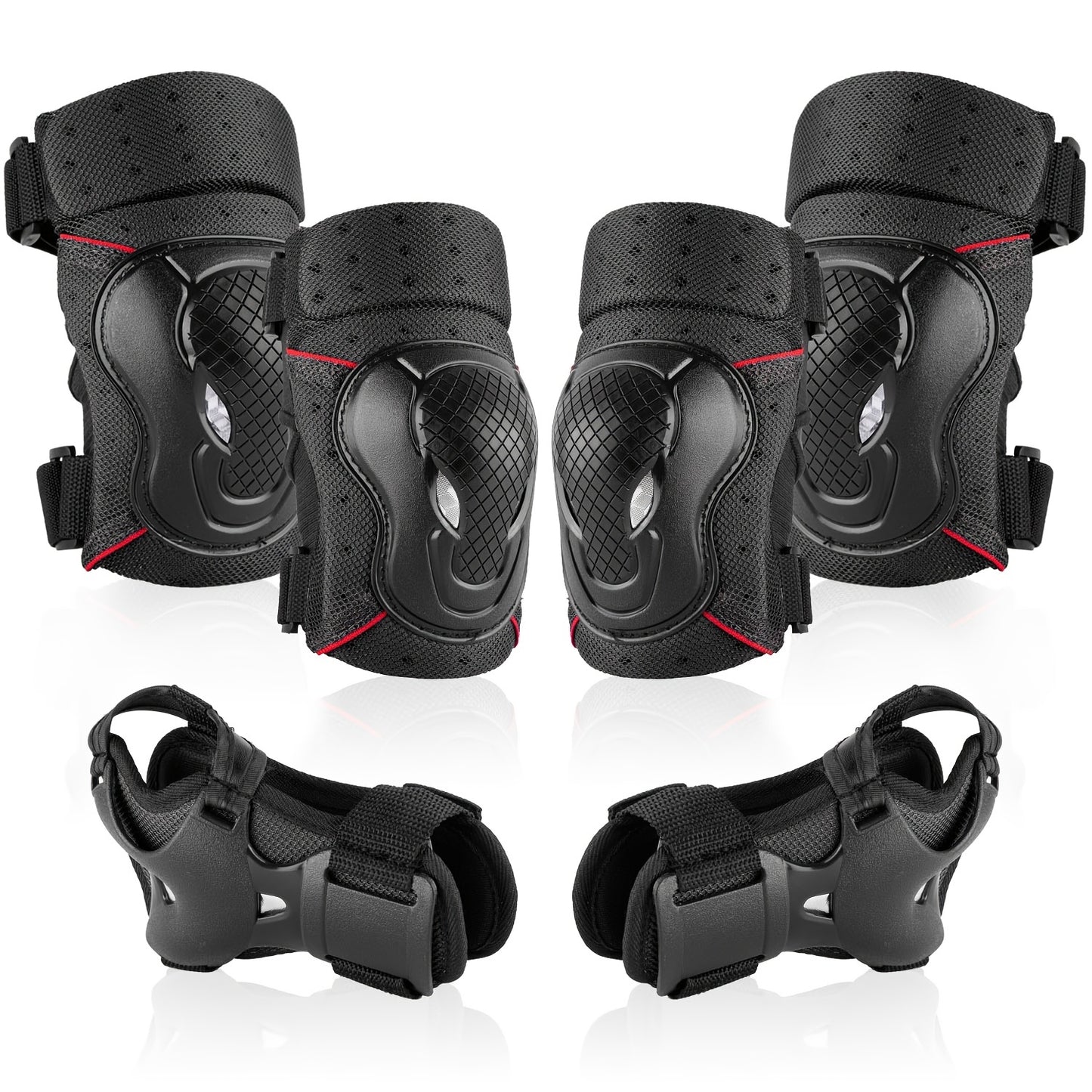 6-in-1 Protective Gear Set For Skateboarding, Cycling, And More - Knee Pads, Elbow Pads, And Wrist Guards For Ultimate Safety