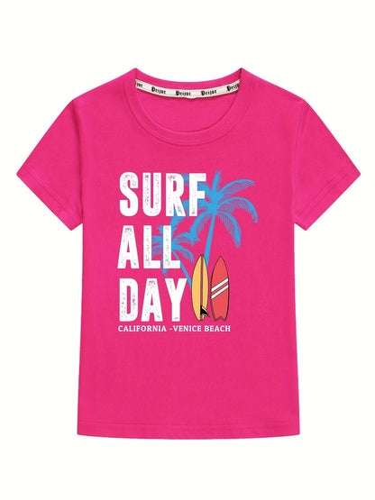 Kids Surf Graphic T-Shirt | Cotton Blend | All-Season | Boys & Girls Clothes