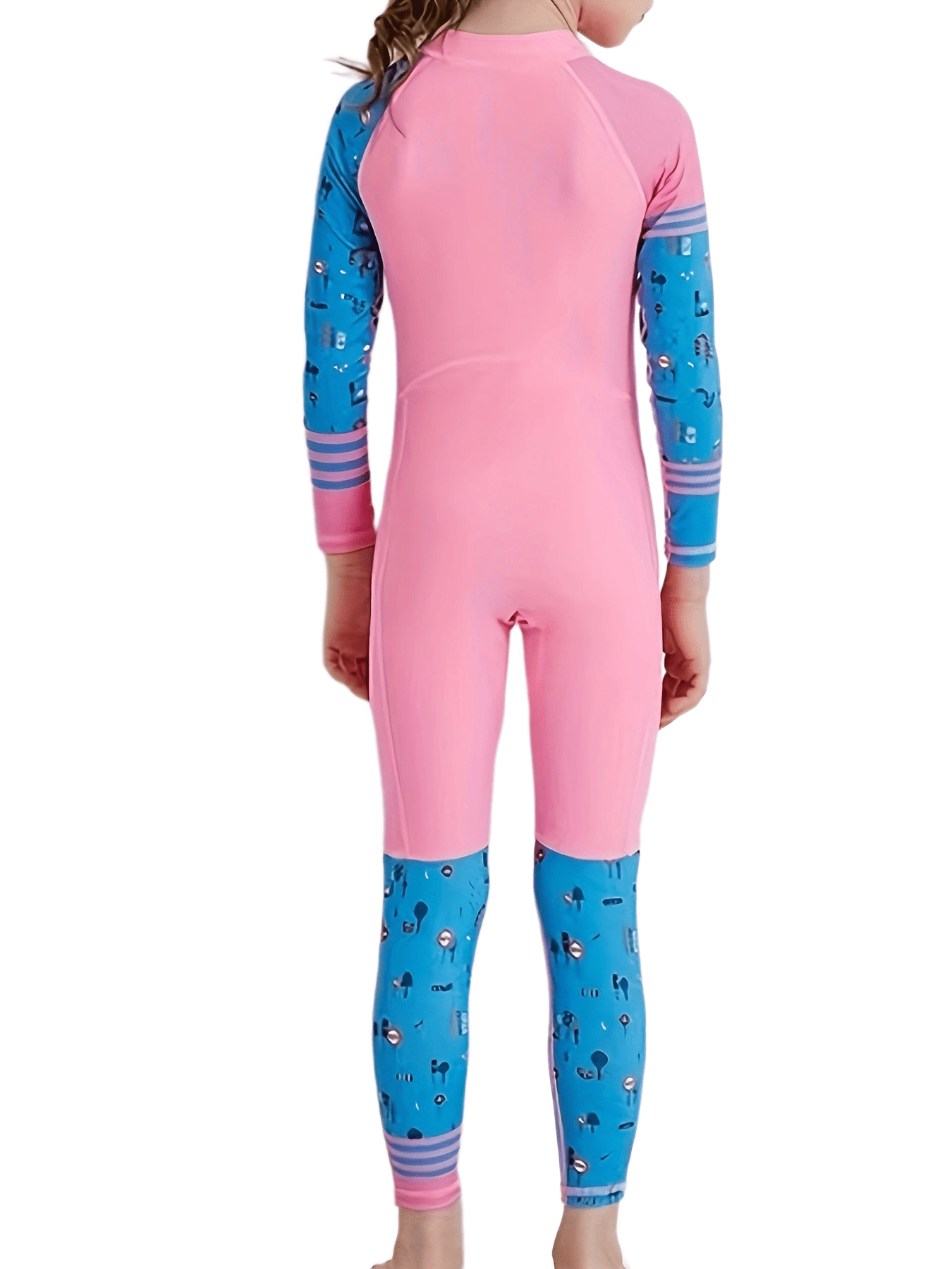 Stretchy Long Sleeve One-Piece Swimsuit for Girls - Summer Beach Surfing Suit