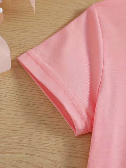 Coconut Tree Surf Print T-Shirt - Kids' Summer Casual Crew Neck Tee