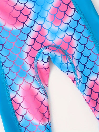 Girls' Fish Scale Surfing Suit - Comfy One Piece Swimsuit for Summer Vacation