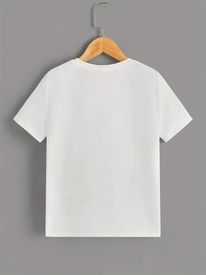 Bear Playing Skateboard Print Round Neck T-shirt Tees Tops Casual Soft Comfortable Boys And Girls Summer Clothes