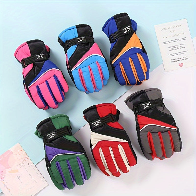 Kids' Waterproof snowboardin Gloves - Windproof & Warm for Ages 6-8