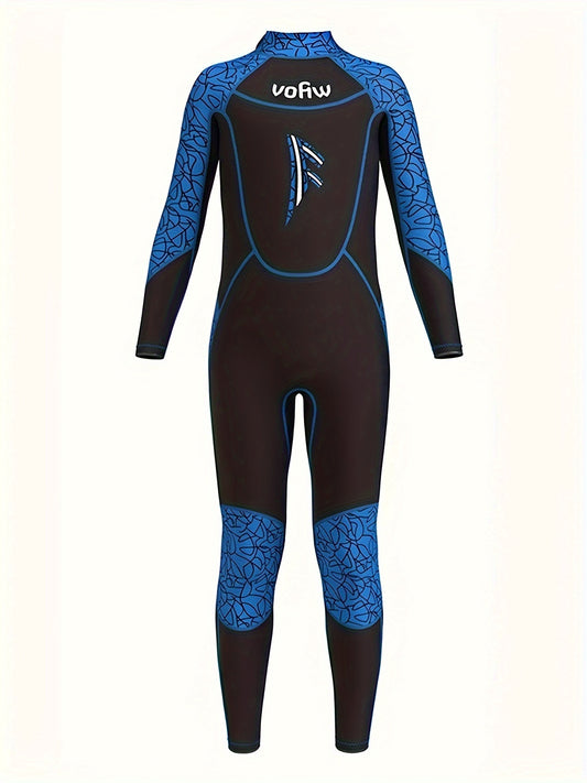 Girls 3.5mm Neoprene Diving Suit - Long Sleeve, Warm, for Surfing, Swimming, Beach - vofiw