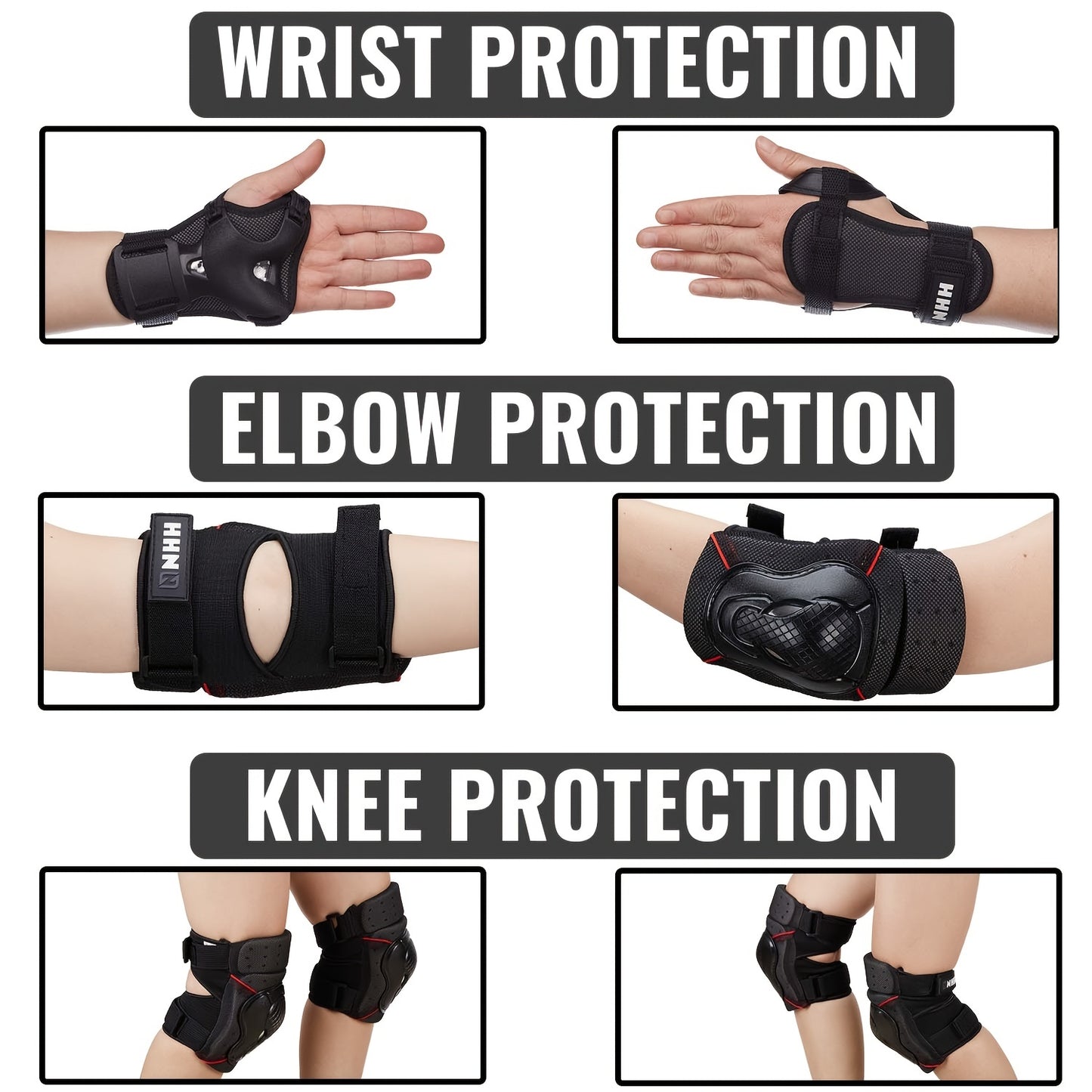 6-in-1 Protective Gear Set For Skateboarding, Cycling, And More - Knee Pads, Elbow Pads, And Wrist Guards For Ultimate Safety