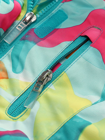 Girls Winter Ski Jacket - Hooded, Zip Front, Camo Pattern - Trendy & Warm - Polyester - Sports & Skiing - Ages 12 & Under - MV09938