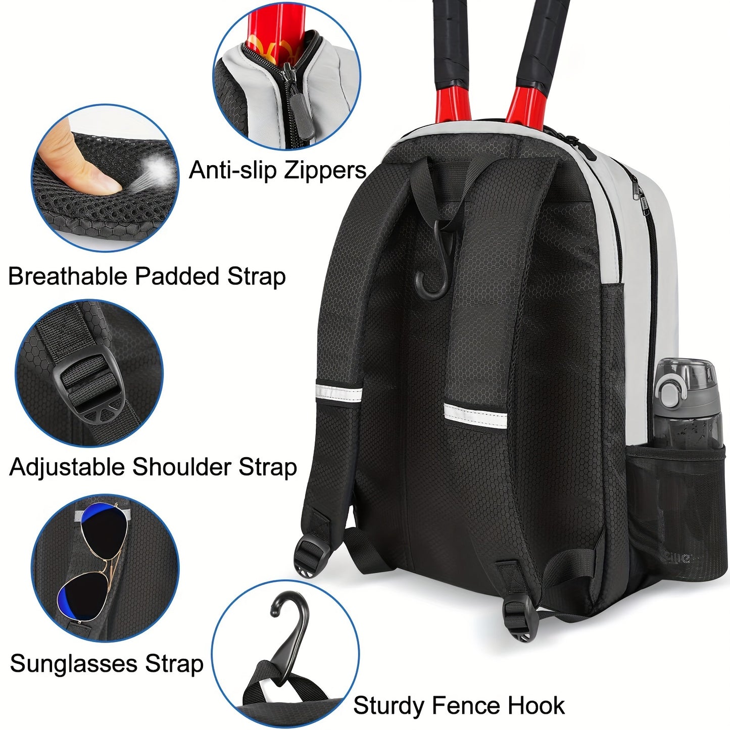 YTONET Waterproof Tennis Backpack with Insulated Pocket and Shoe Compartment - Ideal for girls and women - Fits Rackets and Sports Gear