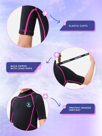 REALON Kids Wetsuit - 2mm Shorty for Surfing, Swimming, Snorkeling - Boys, Girls, Toddlers