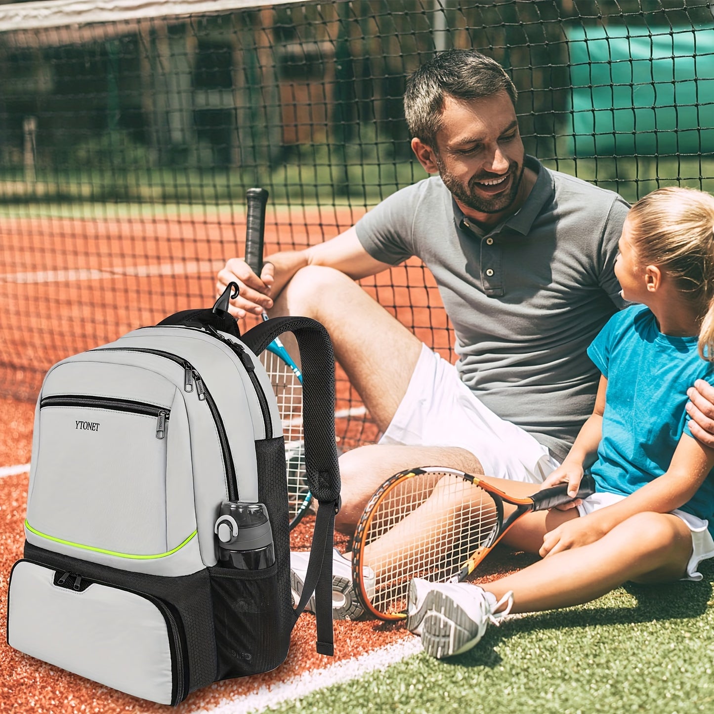 YTONET Waterproof Tennis Backpack with Insulated Pocket and Shoe Compartment - Ideal for girls and women - Fits Rackets and Sports Gear