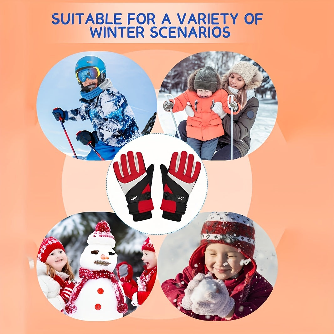 Kids' Waterproof snowboardin Gloves - Windproof & Warm for Ages 6-8