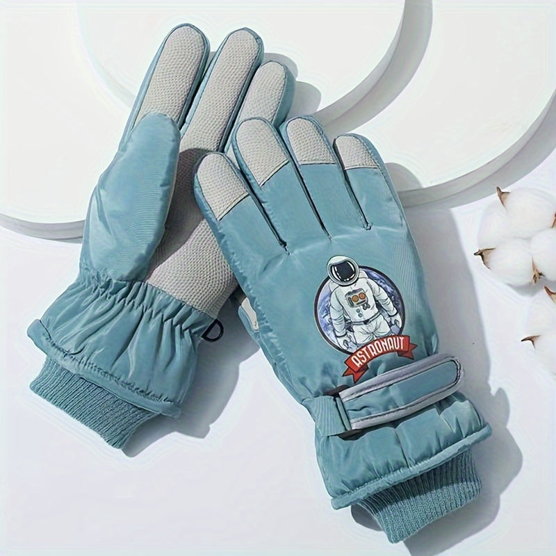 Kids' Cartoon Winter Ski Gloves - Waterproof, Anti-Slip, Warm for Outdoor Activities
