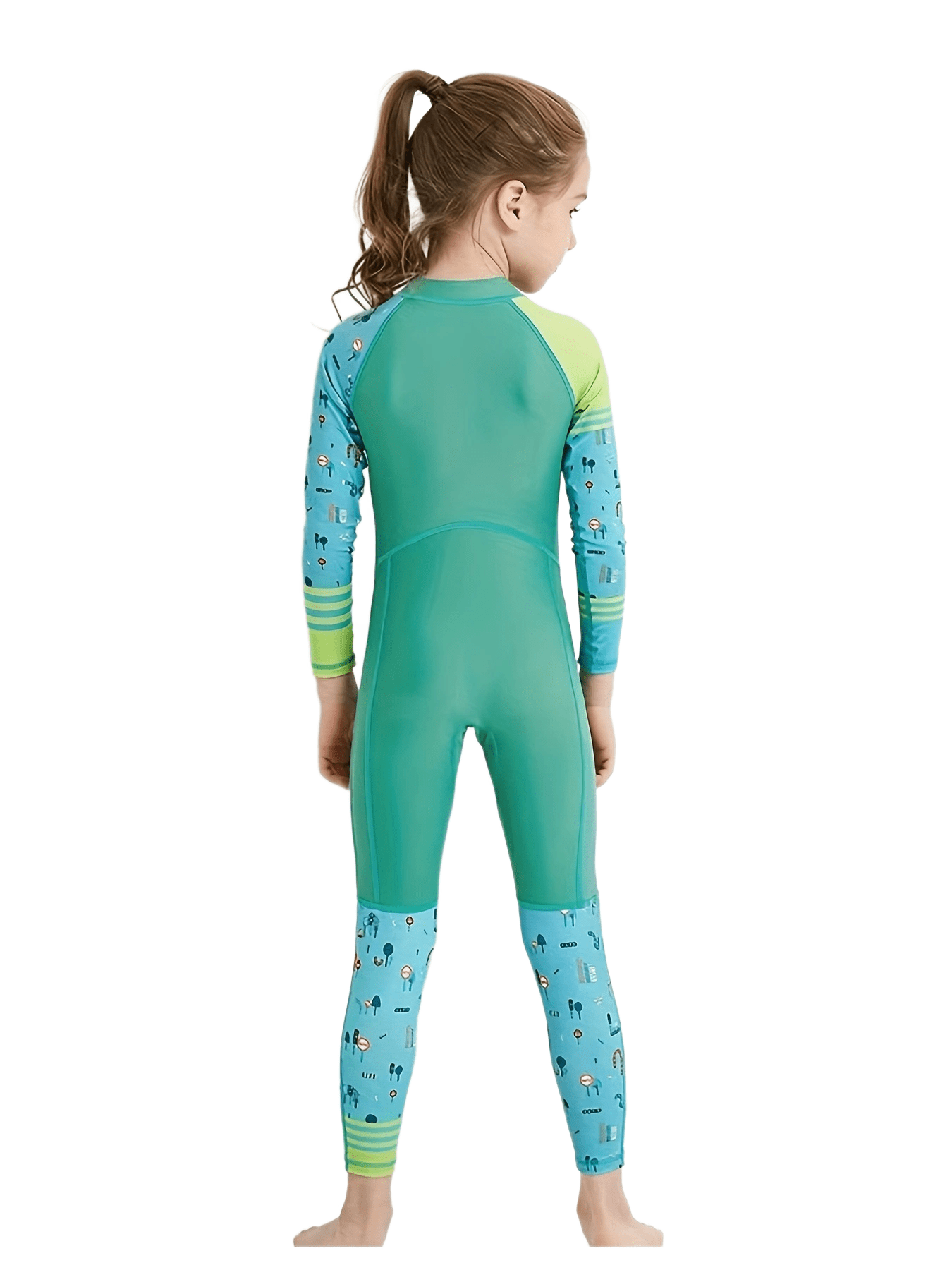 Stretchy Long Sleeve One-Piece Swimsuit for Girls - Summer Beach Surfing Suit