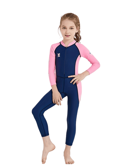 Kid's Surfing One-Piece Swimsuit - High Stretch Nylon Fabric, Zipper Closure, UV Protection - Perfect for Beach Vacation! (YW19504)