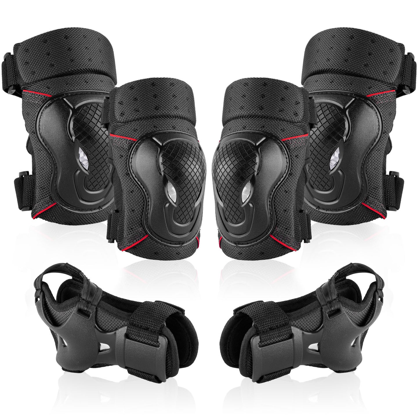6-in-1 Protective Gear Set For Skateboarding, Cycling, And More - Knee Pads, Elbow Pads, And Wrist Guards For Ultimate Safety