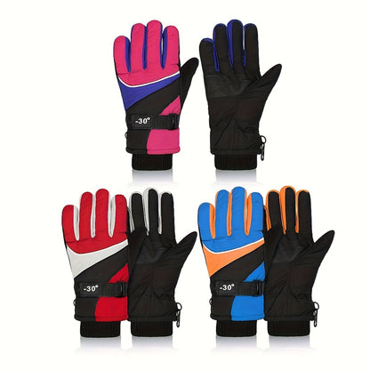Kids' Waterproof snowboardin Gloves - Windproof & Warm for Ages 6-8