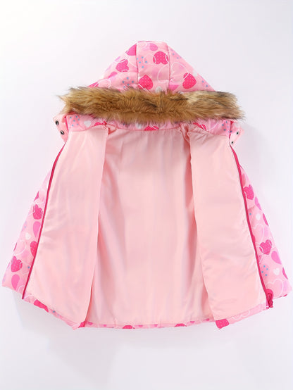 Girls' 2pc Ski Outfit: Zip Hooded Coat + Overalls - Water-Resistant for Fall/Winter Sports