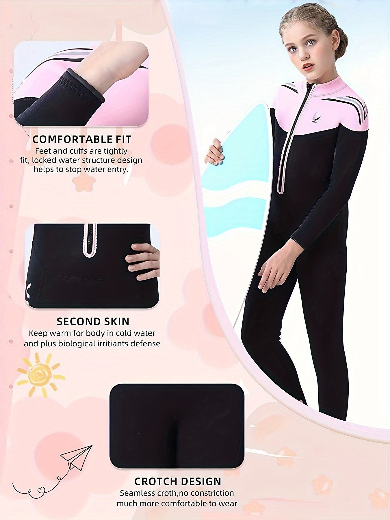 Kids' 3.5mm Neoprene Diving Suit for Beach & Water Activities - Warm, Easy to Wear, Multiple Uses - vofiw