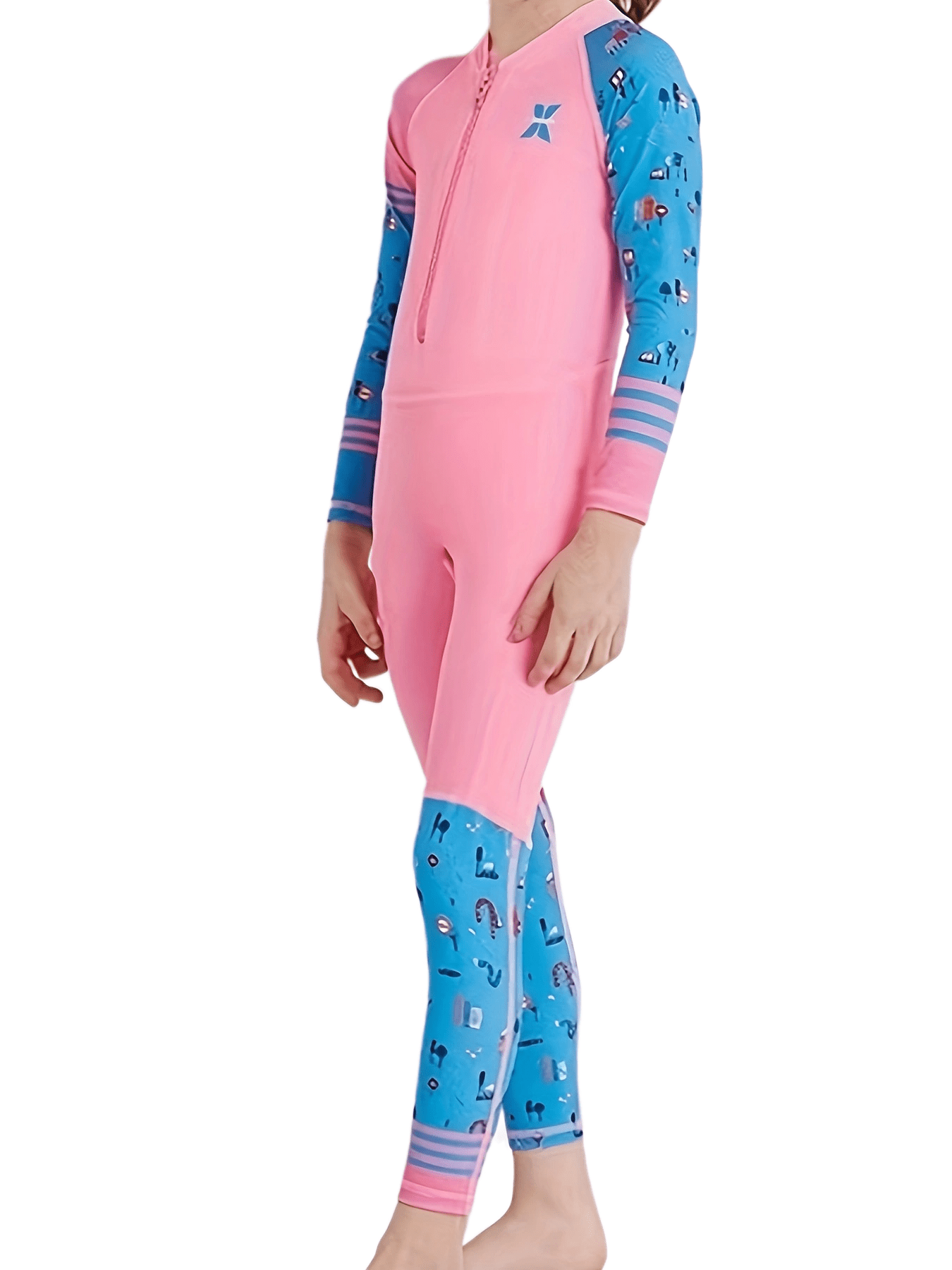 Stretchy Long Sleeve One-Piece Swimsuit for Girls - Summer Beach Surfing Suit