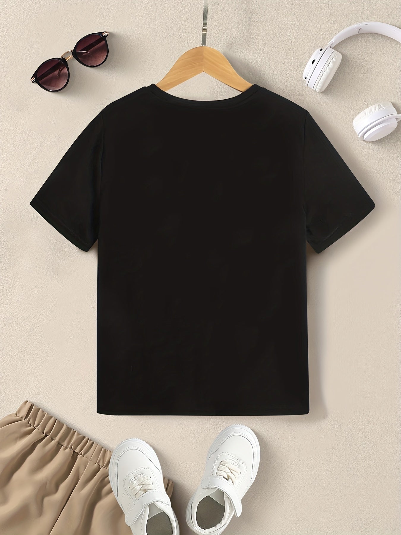 Bear Playing Skateboard Print Round Neck T-shirt Tees Tops Casual Soft Comfortable Boys And Girls Summer Clothes