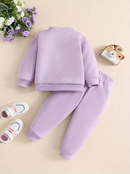 Toddler Girls 2-piece Set Pullover Sweatshirt & Elastic Waist Sweatpants Cartoon Skateboard Bear Print Casual Outfits For Autumn / Spring